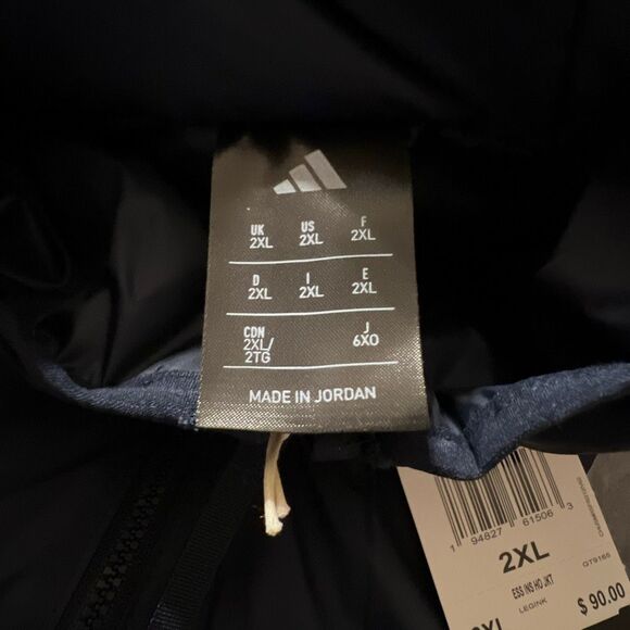 NWT ADIDAS Essentials Insulated Hoodie Jacket Men’s XXL Blue White High Collar - Picture 11 of 12